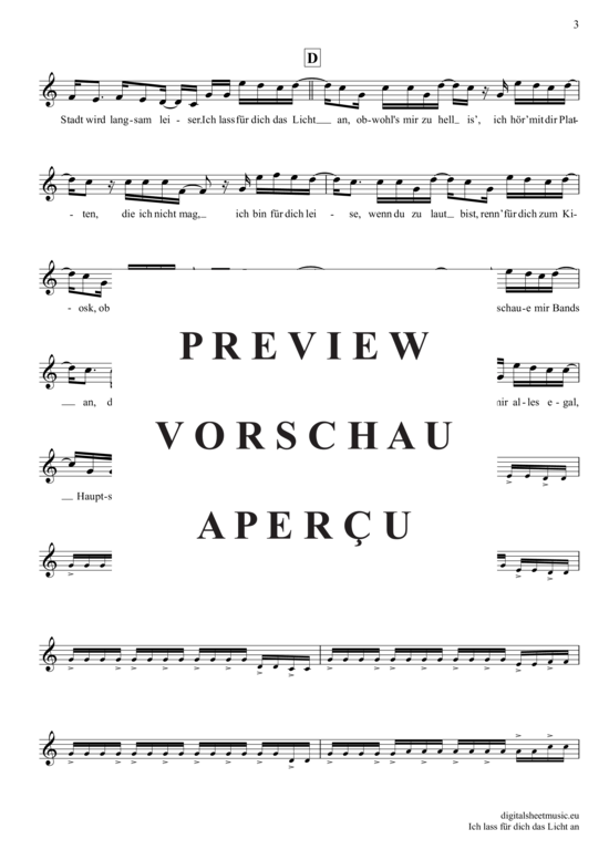 gallery: Ich Lass Für Dich Das Licht An , Revolverheld, (Trompete in B)