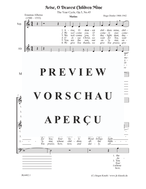 Produktgalerie: Seite 2 von 4 Arise, O Dearest Children Mine  (The Year Cycle, Op.5. No.45), , Gemischter Chor SAB