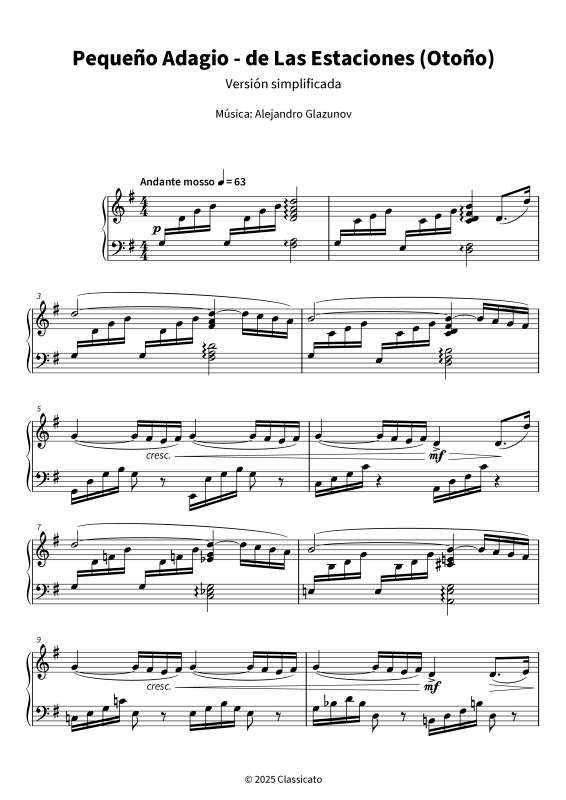 Product gallery: Page 1 of 6 Pequeño Adagio - Versión simplificada, , Piano Solo