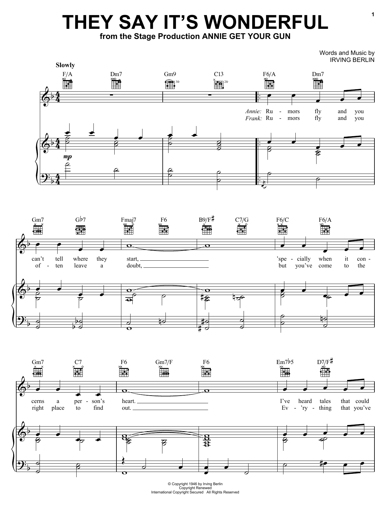 Produktbild zu: They Say It's Wonderful (from Annie Get Your Gun)