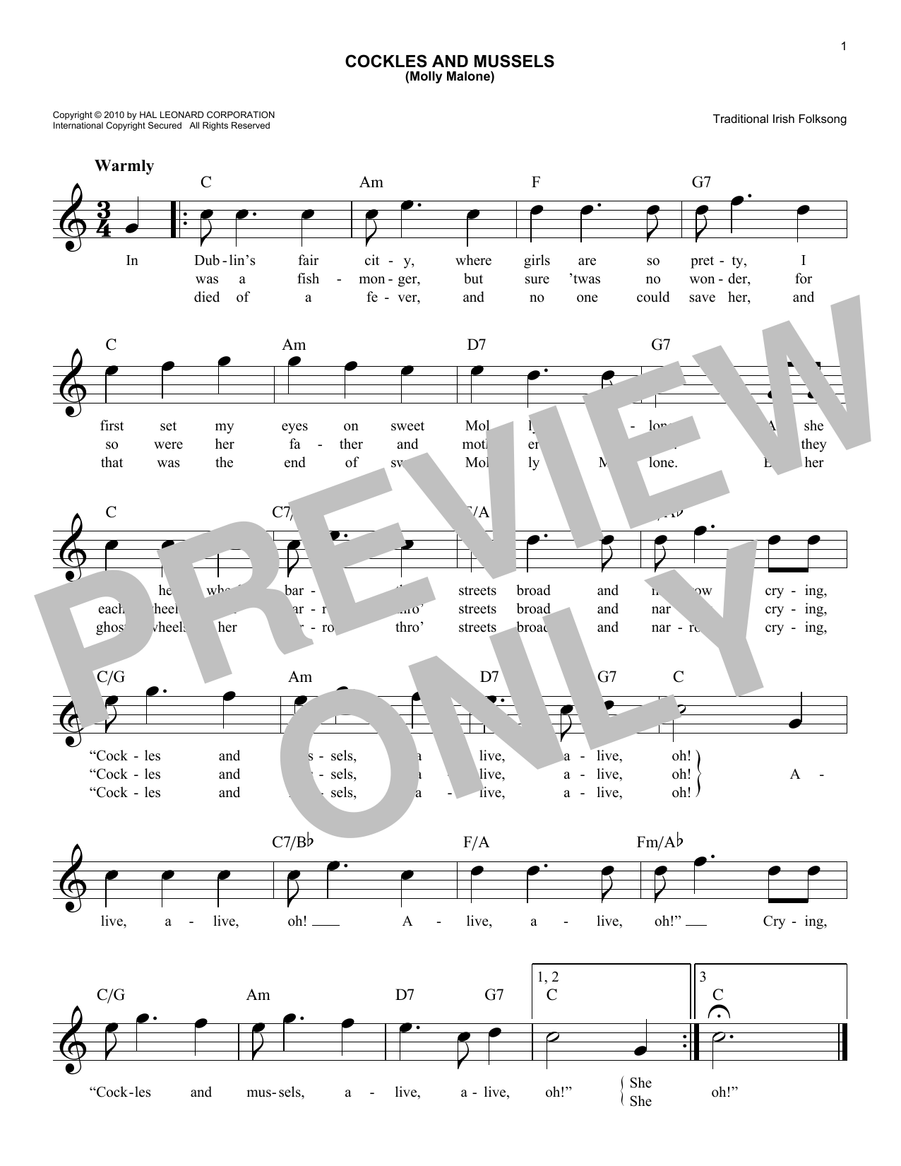 Produktgalerie: Seite 1 von 1 Cockles And Mussels (Molly Malone), Traditional Irish Folksong