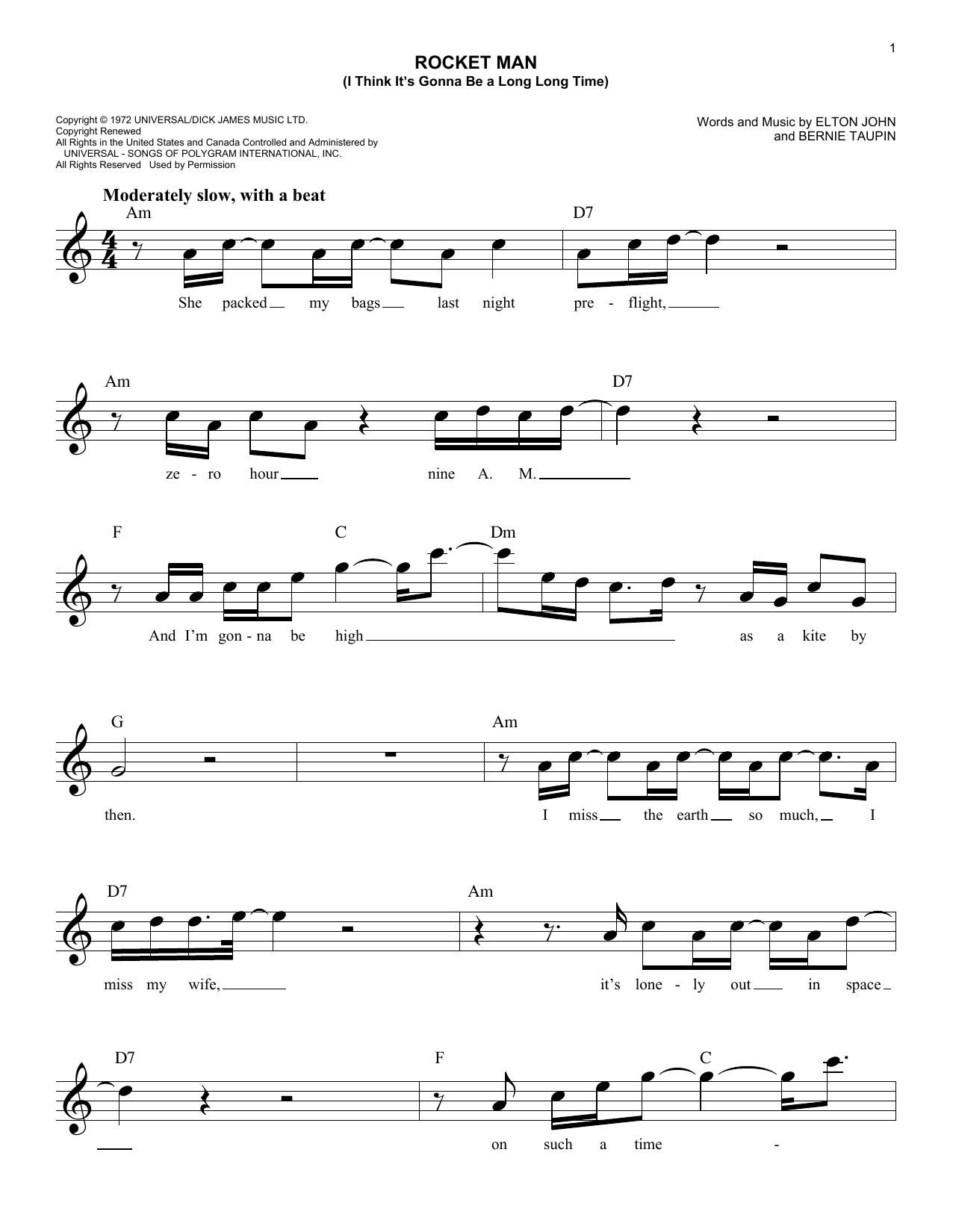 Produktgalerie: Seite 1 von 1 Rocket Man (I Think It's Gonna Be A Long Long Time), Elton John