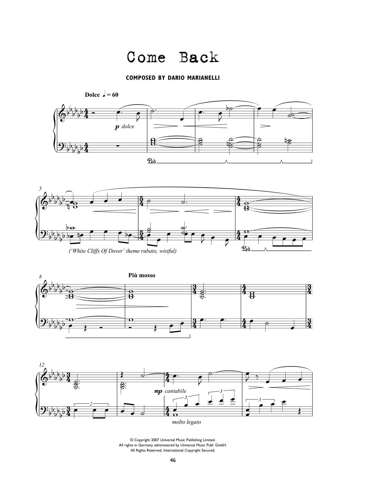 Product picture to: Come Back (from Atonement)