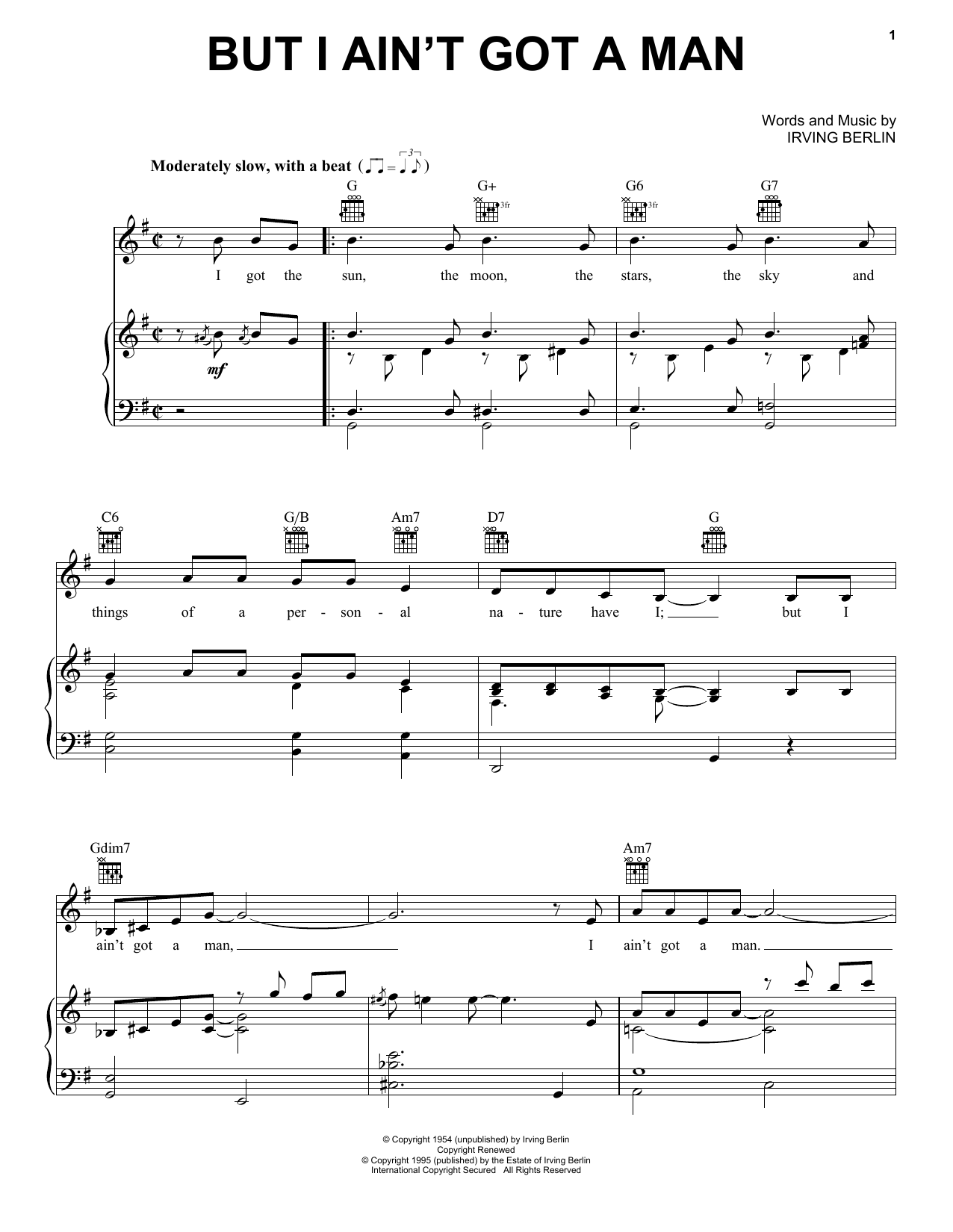 Produktgalerie: Seite 1 von 1 But I Ain't Got A Man, Irving Berlin, Gesang, Gitarre, Klavier