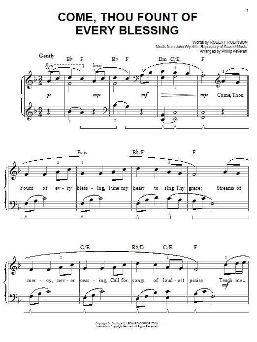 Product picture to: Come, Thou Fount of Every Blessing (arr. Phillip Keveren)