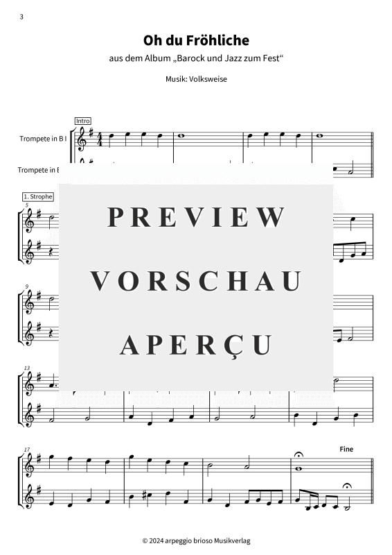 Produktgalerie: Seite 5 von 8 Oh du Fröhliche - aus dem Album Barock und Jazz zum Fest, , (Duett 2x Trompete in B)