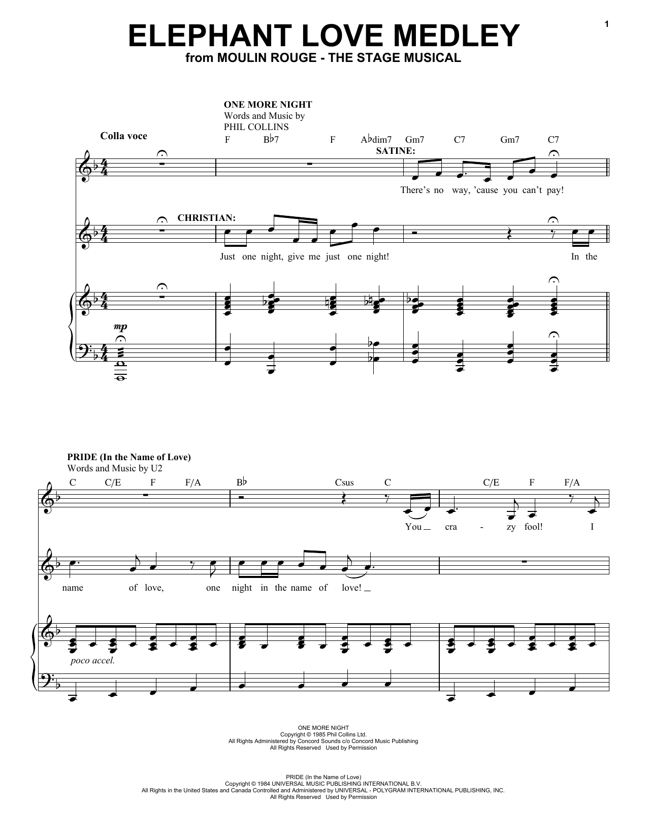 Produktgalerie: Seite 1 von 1 Elephant Love Medley (from Moulin Rouge! The Musical), Moulin Rouge! The Musical Cast, Gesang, Klavier