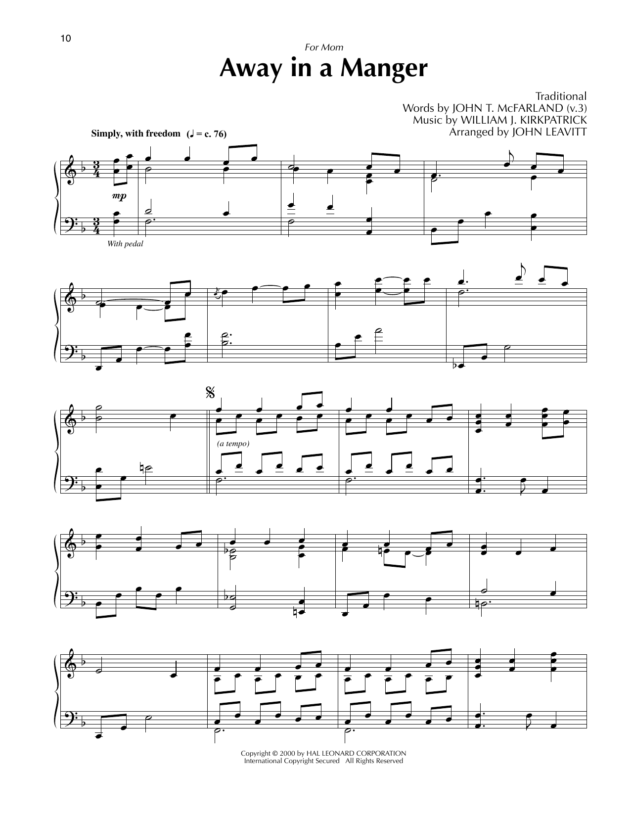 Produktbild zu: Away In A Manger (arr. John Leavitt)