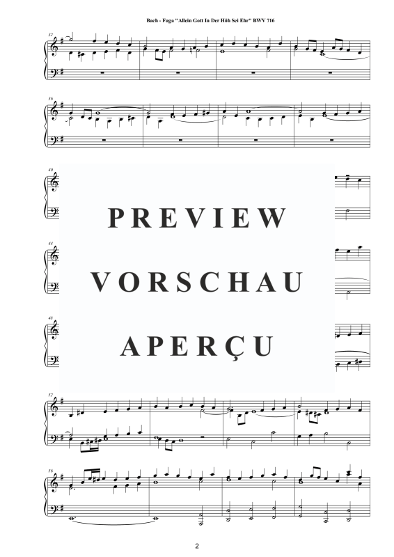 Produktgalerie: Seite 3 von 5 Fuga on (Allein Gott In Der Höh Sei Ehr) BWV 716, , Klavier Solo