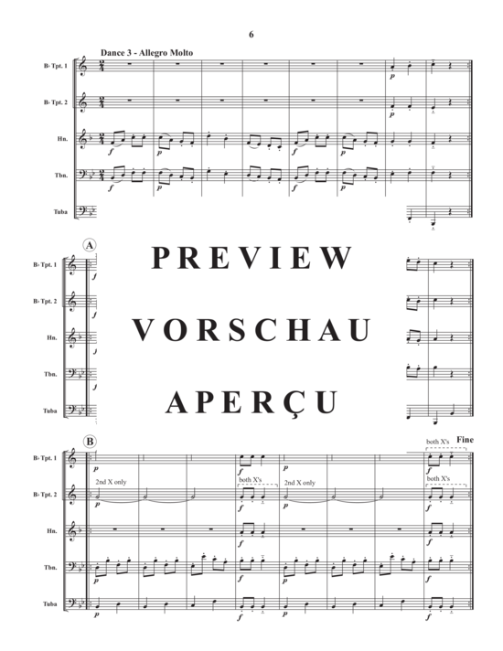 Produktgalerie: Seite 8 von 19 Overture and Three Country Dances, K. 106 , , (Blechbläserquintett)