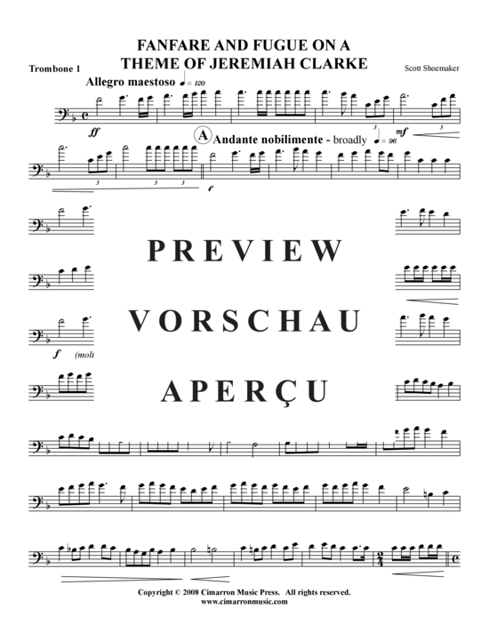 Product gallery: Page 7 of 17 Fanfare & Fugue auf ein Thema von Jeremiah Clarke , , (Trombone Quartet)
