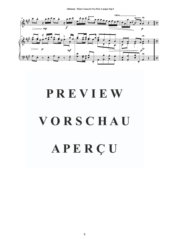 Product gallery: Page 6 of 11 Flute Concerto No.10 in A-Dur Op.5, , Flute and Piano/Harpsichord