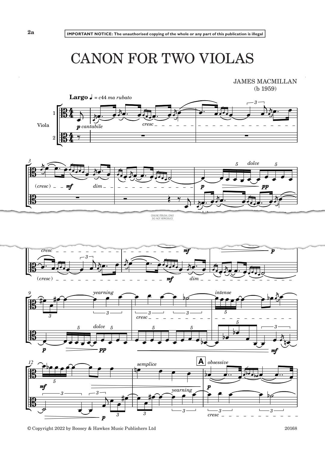 Produktgalerie: Seite 1 von 1 Canon for Two Violas, James MacMillan, Viola