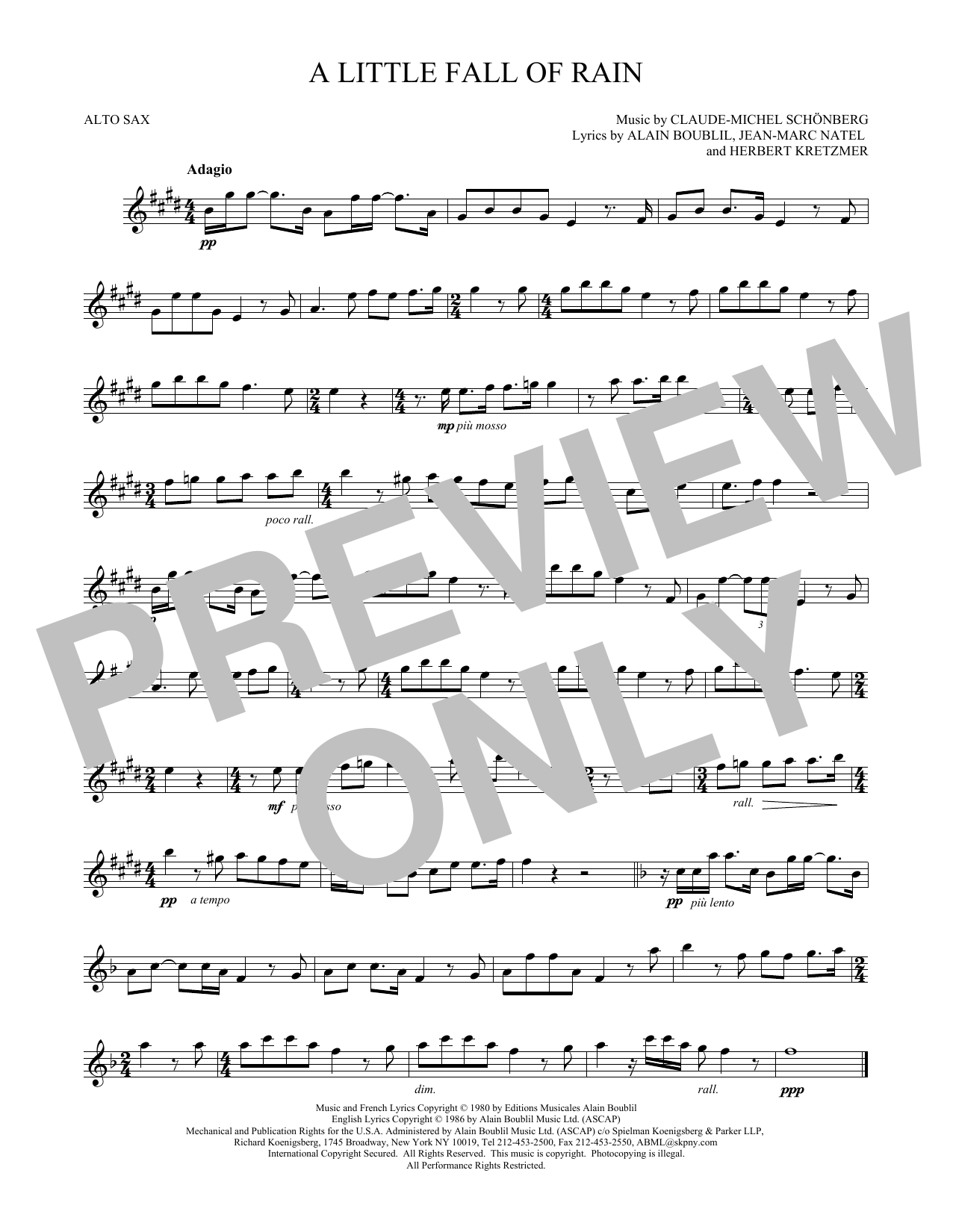 Product gallery: Page 1 of 1 A Little Fall Of Rain, Claude-Michel Schönberg