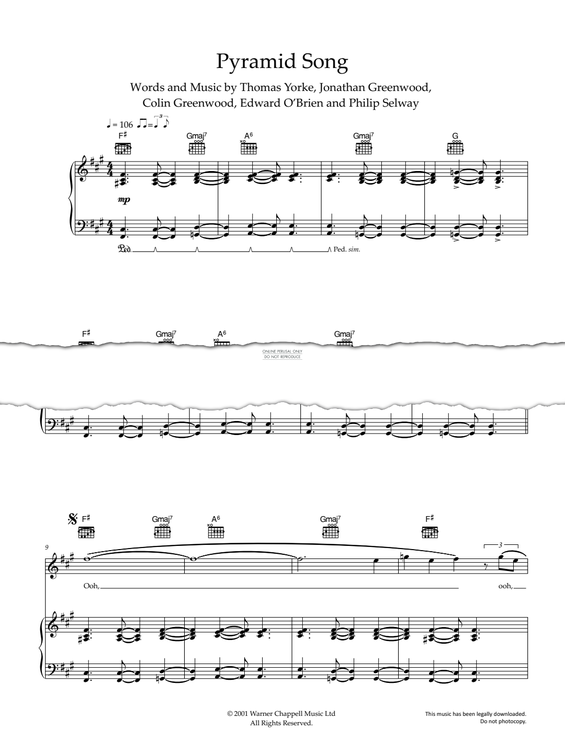 Product gallery: Page 1 of 1 Pyramid Song, Radiohead