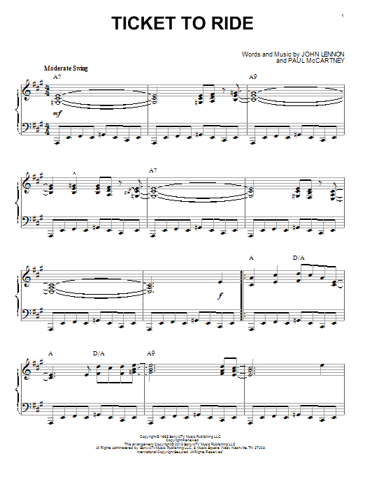 Product picture to: Ticket To Ride [Jazz version] (arr. Brent Edstrom)