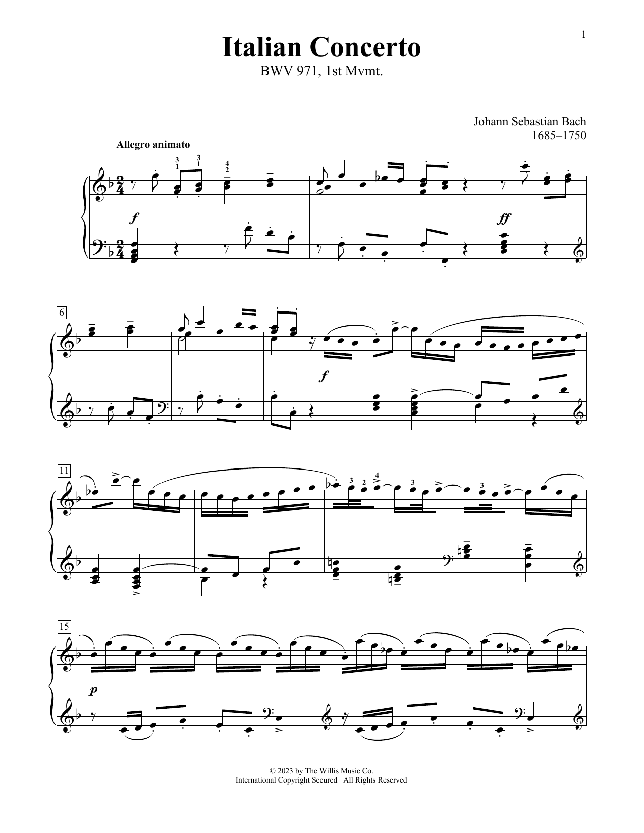 Produktgalerie: Seite 1 von 1 Italian Concerto In F Major, BWV 971, Johann Sebastian Bach, Klavier