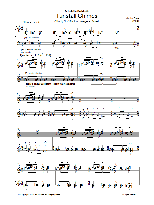 Product gallery: Page 1 of 1 Tunstall Chimes, Study No. 10 - Hommage A Ravel, John McCabe