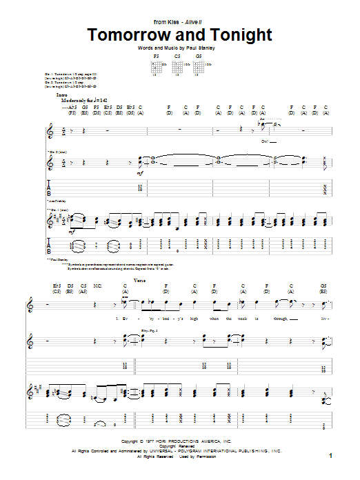 Product gallery: Page 1 of 1 Tomorrow And Tonight, KISS