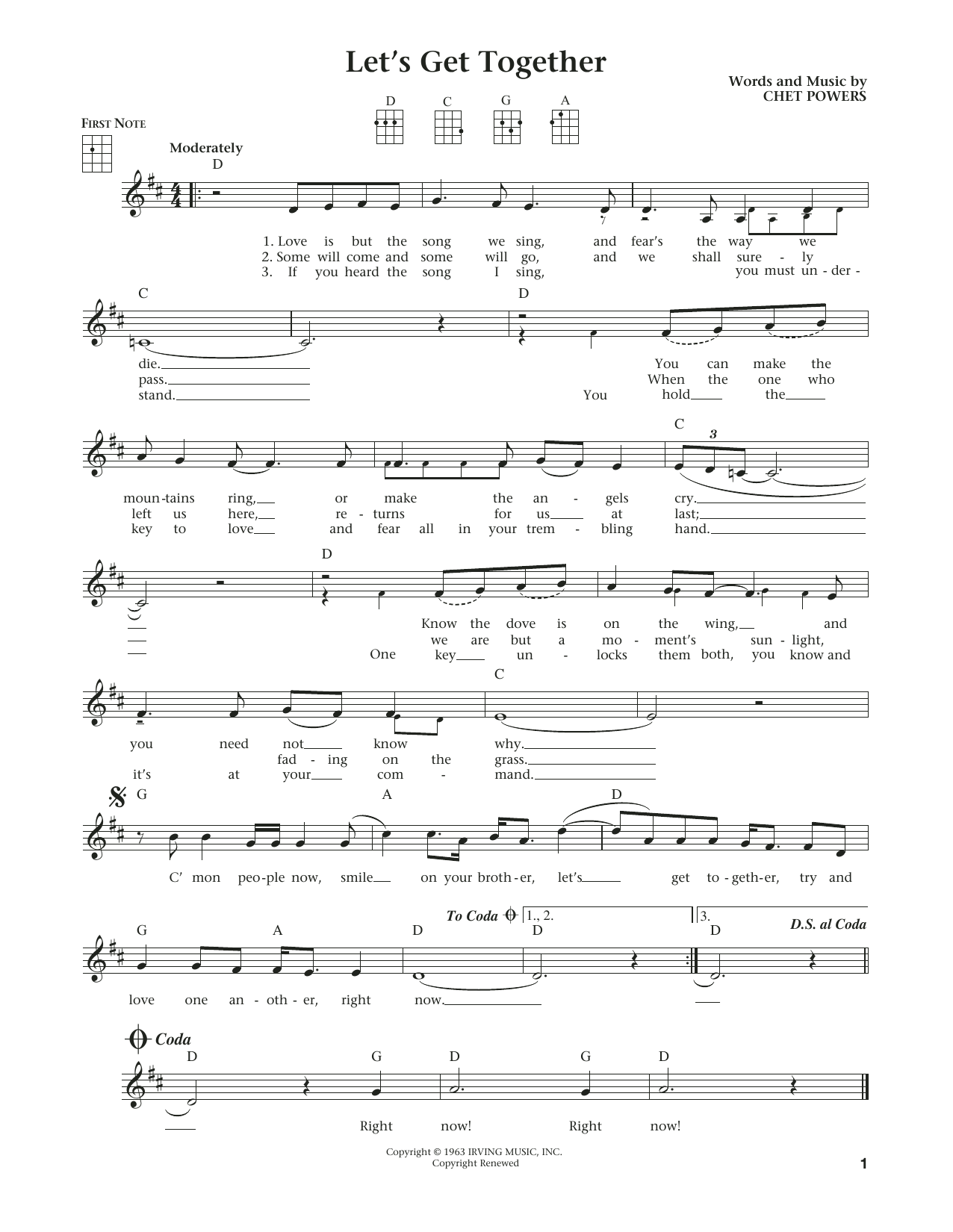 Product gallery: Page 1 of 1 Let's Get Together (Get Together) (from The Daily Ukulele) (arr. Liz and Jim Beloff), The Youngbloods