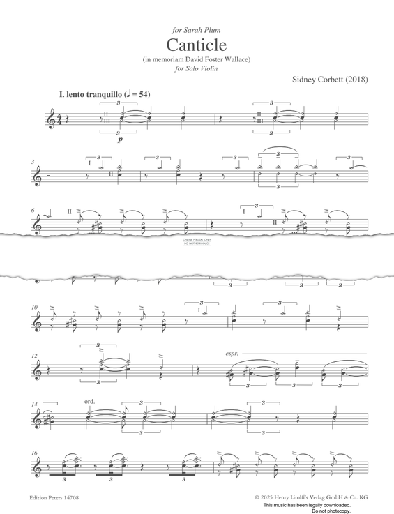 Produktgalerie: Seite 1 von 1 Canticle, Sidney Corbett, Violine