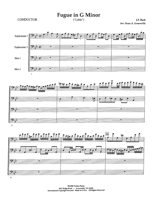 Product picture to: Fugue in G Minor (Little) J.S. Bach
