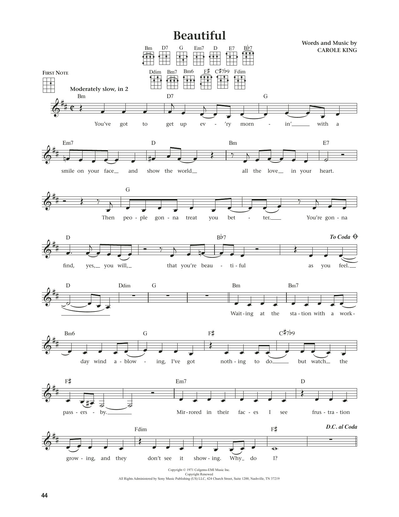 Product gallery: Page 1 of 1 Beautiful (from The Daily Ukulele) (arr. Jim Beloff), Carole King