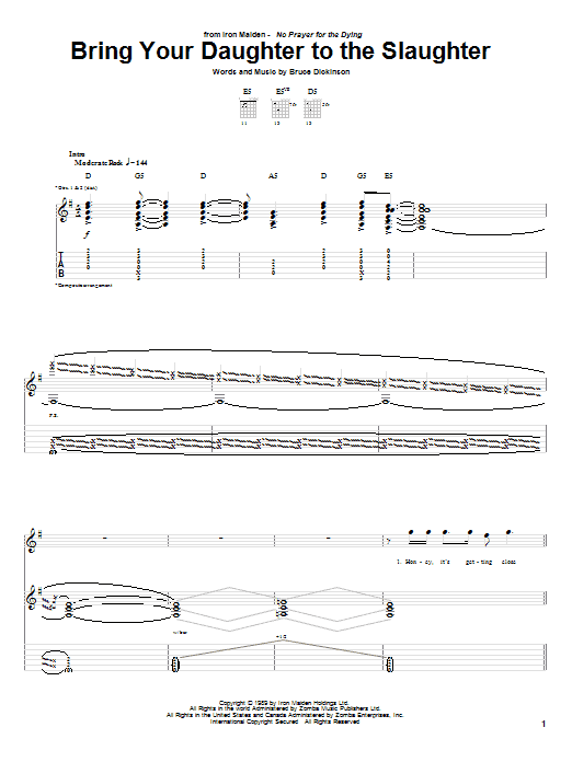 Produktgalerie: Seite 1 von 1 Bring Your Daughter To The Slaughter, Iron Maiden, Gitarre