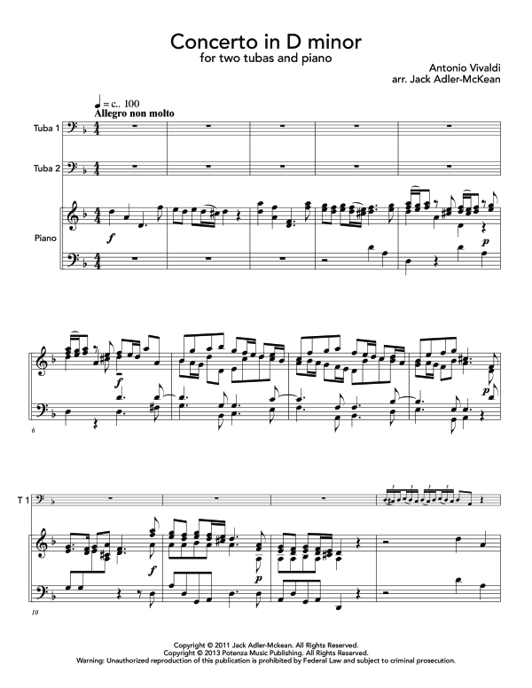 Produktgalerie: Seite 1 von 11 Concerto in D Minor, , (Trio 2x Tuba und Klavier)