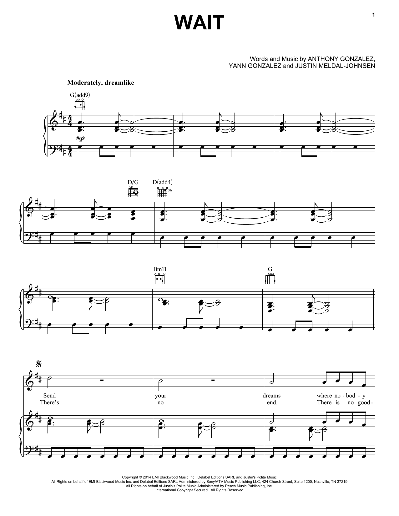 Produktgalerie: Seite 1 von 1 Wait, M83, Gesang, Gitarre, Klavier