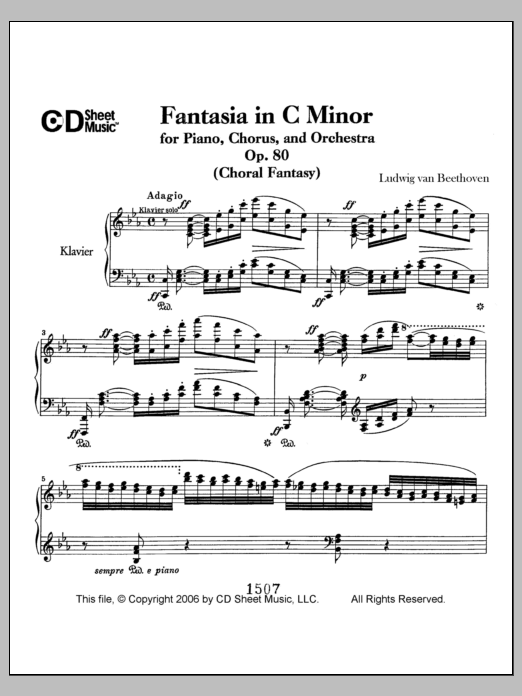 Produktbild zu:  Fantasia In C Minor For Piano, Chorus, And Orchestra (choral Fantasy), Op. 80 - Ludwig van Beethoven