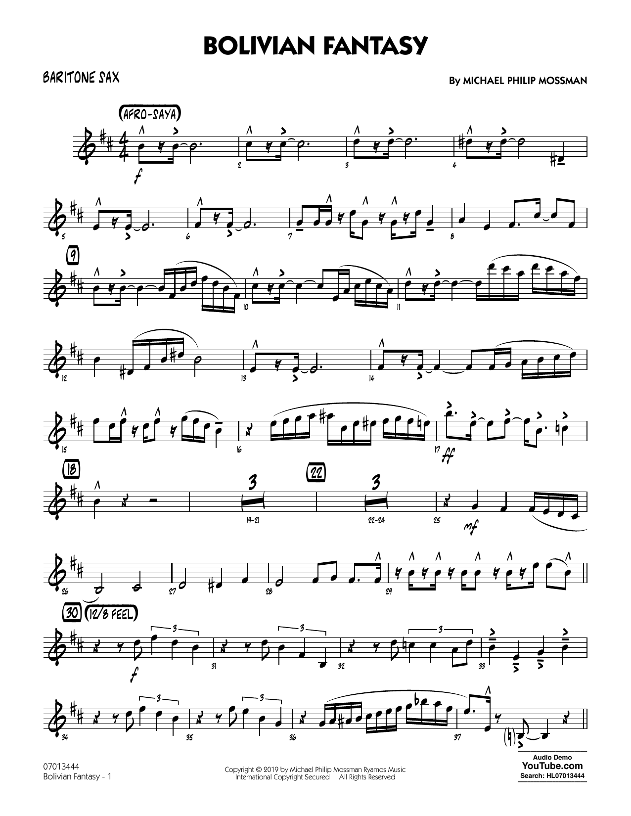 Produktgalerie: Seite 1 von 1 Bolivian Fantasy - Baritone Sax, Michael Philip Mossman