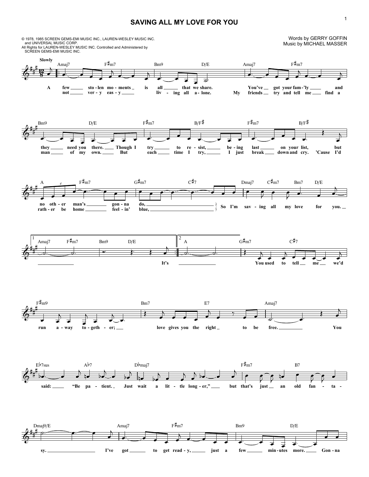 Produktgalerie: Seite 1 von 1 Saving All My Love For You, Whitney Houston, Melodieinstrument