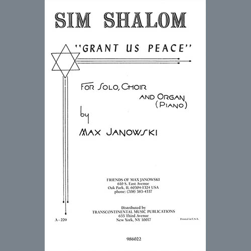 cover: Sim Shalom (Grant Us Peace), Max Janowski, Chor