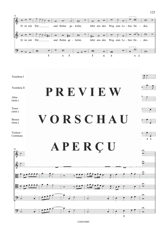 gallery: Triumph, Triumph, Victoria (aus: Fest-, Buß- und Danklieder), , (5 Vokalstimmen, 2 Trompeten, 3 Instrumente und Continuo)