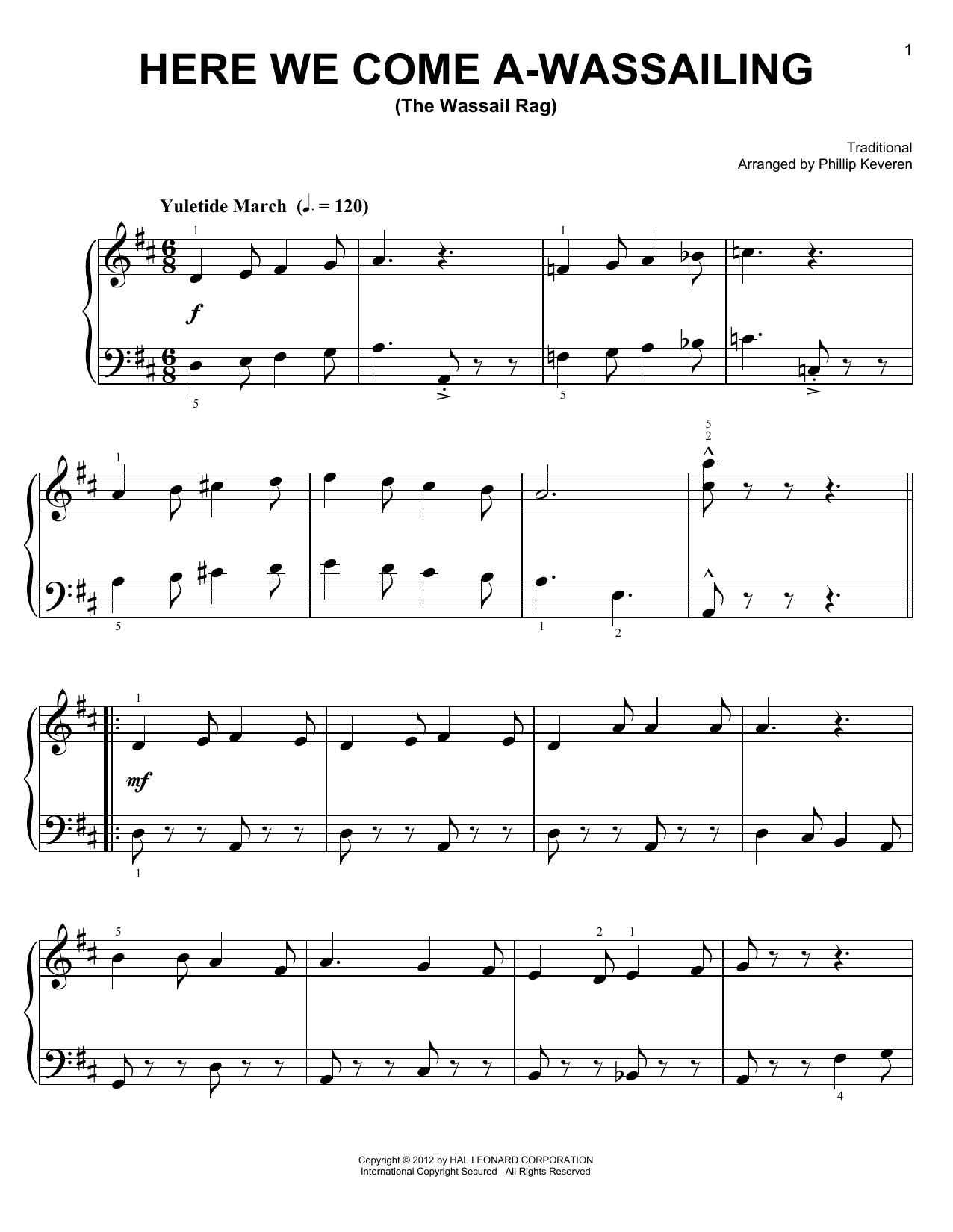 Product gallery: Page 1 of 1 Here We Come A-Wassailing [Ragtime version] (arr. Phillip Keveren), Traditional