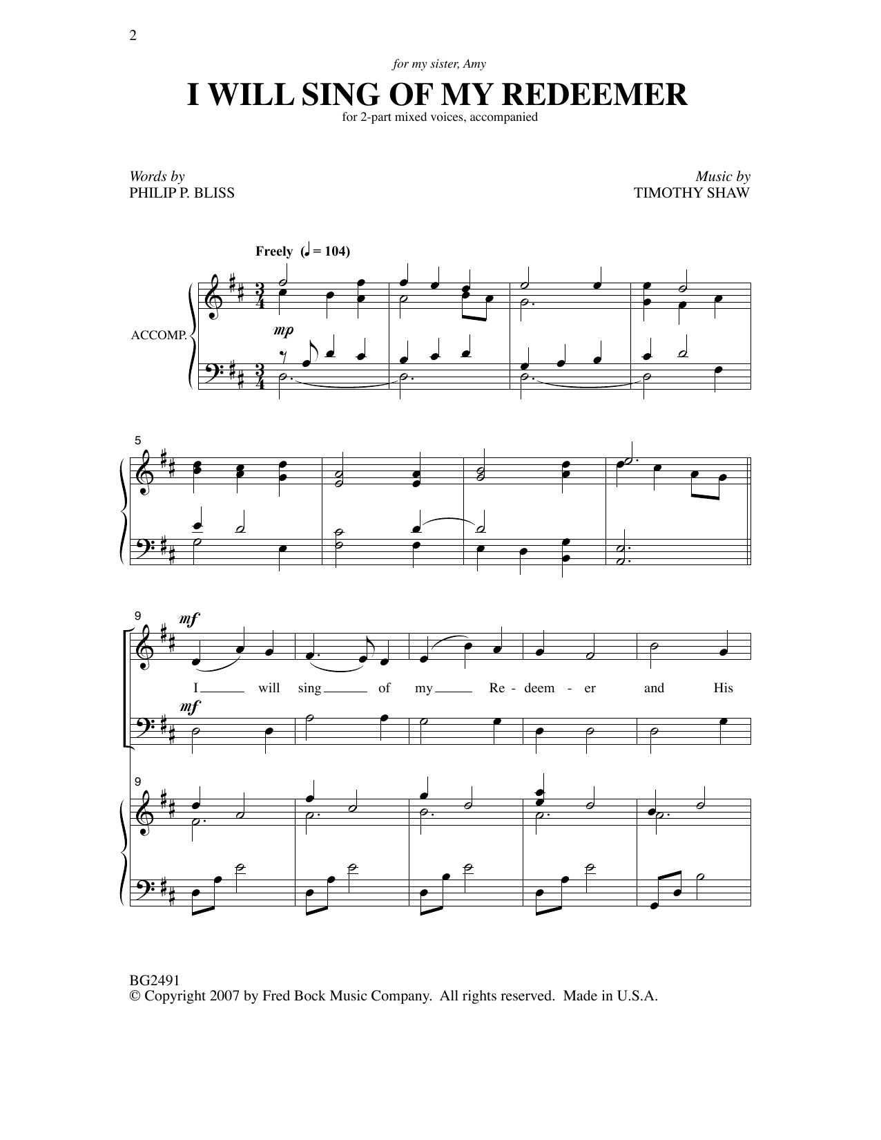 Product picture to: I Will Sing Of My Redeemer