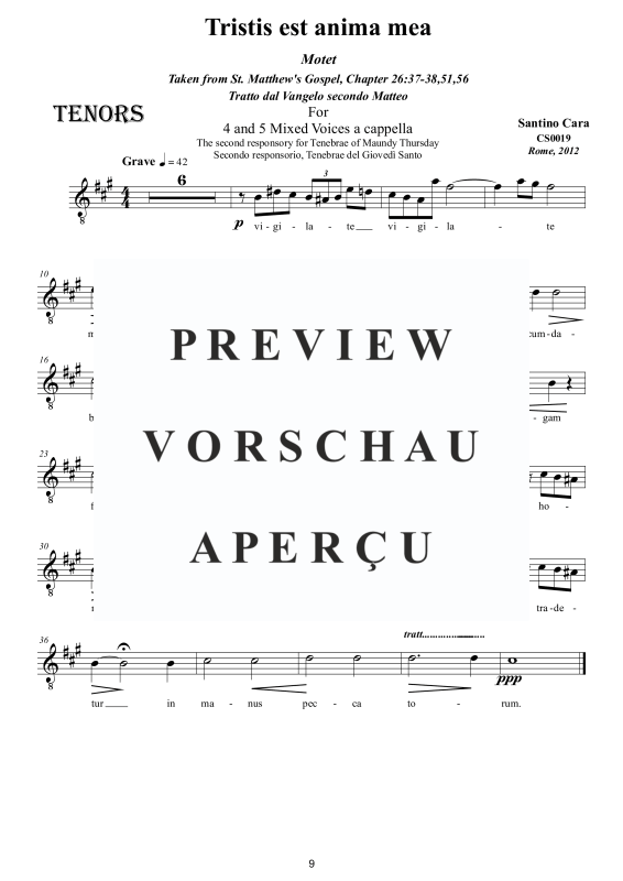 Produktgalerie: Seite 10 von 11 Tristis est anima mea - Geistliche Motette, , Gemischter Chor 5-stimmig SSATB a capella