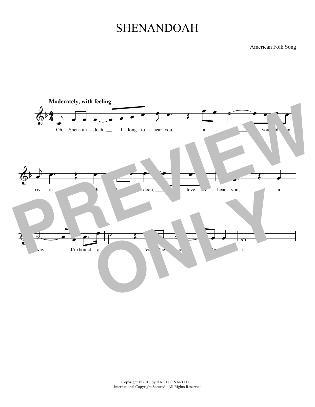 Product gallery: Page 1 of 1 Shenandoah, American Folksong