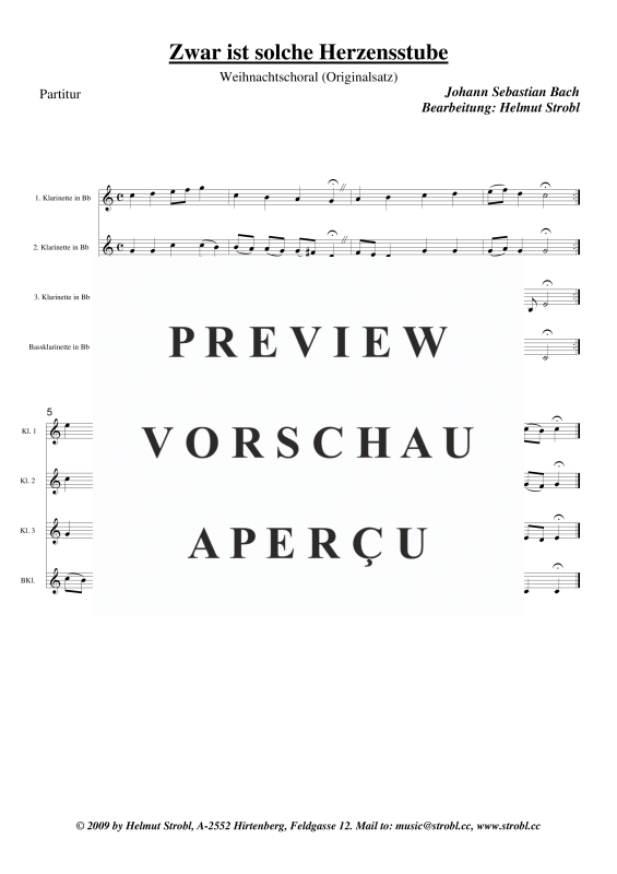 gallery: Zwar ist solche Herzensstube, , Klarinettenquartett