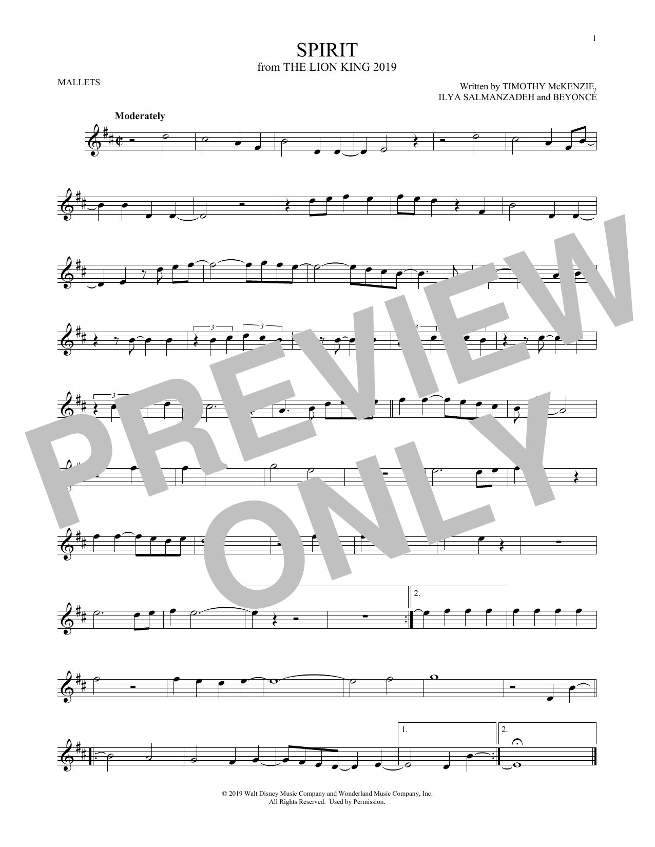 Produktgalerie: Seite 1 von 1 Spirit (from The Lion King 2019), Beyonce, Xylophon