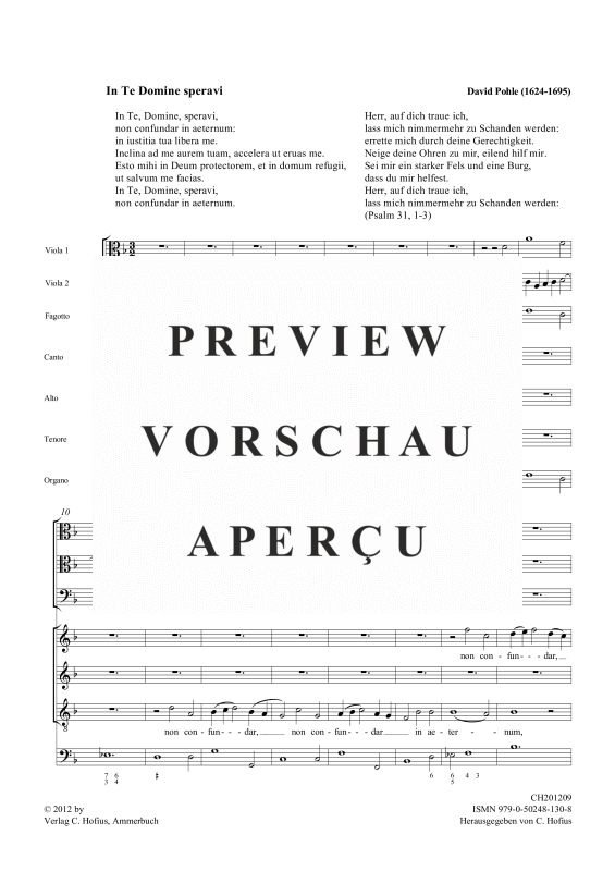 Produktgalerie: Seite 4 von 11 In te Domine speravi (Psalm 31), , Gemischtes Ensemble SAT, 2 Violen, Fagott und BC