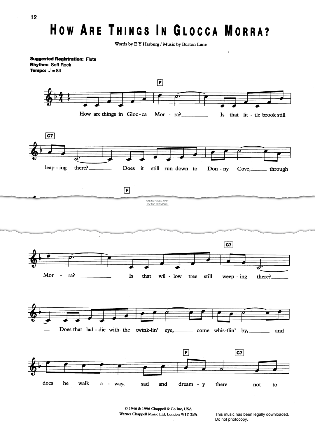 Product gallery: Page 1 of 1 How Are Things In Glocca Morra?, Burton Lane