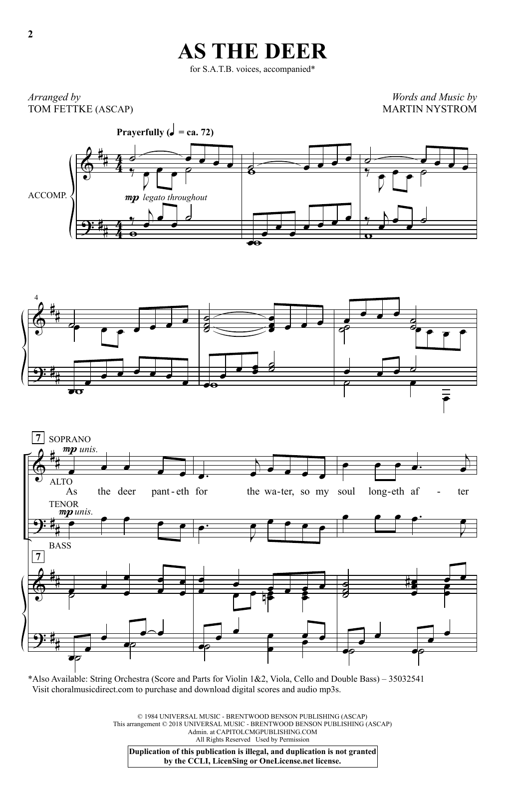 Produktbild zu: As the Deer (arr. Tom Fettke)