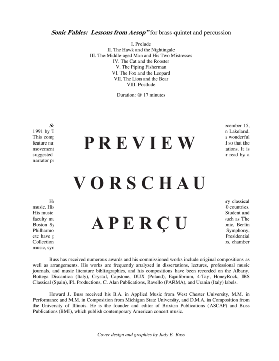 Produktgalerie: Seite 3 von 21 Sonic Fables: Lessons from Aesop , , (Blechbläserquintett und ein Schlagzeug)