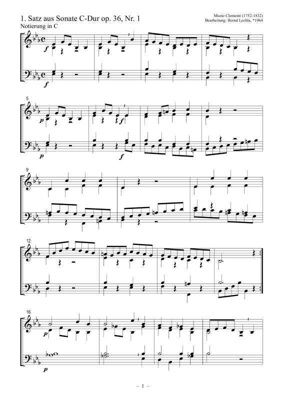 Produktbild zu: 1. Satz aus Sonate C-Dur op. 36, Nr. 1Muzio Clementi