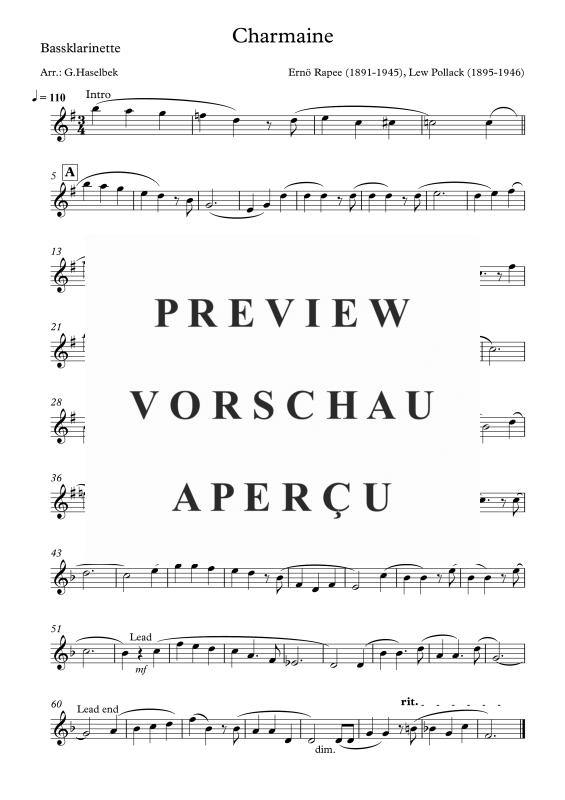 gallery: Charmaine, , Clarinet Quartet 3x Clarinet In Bb and Bass Clarinet