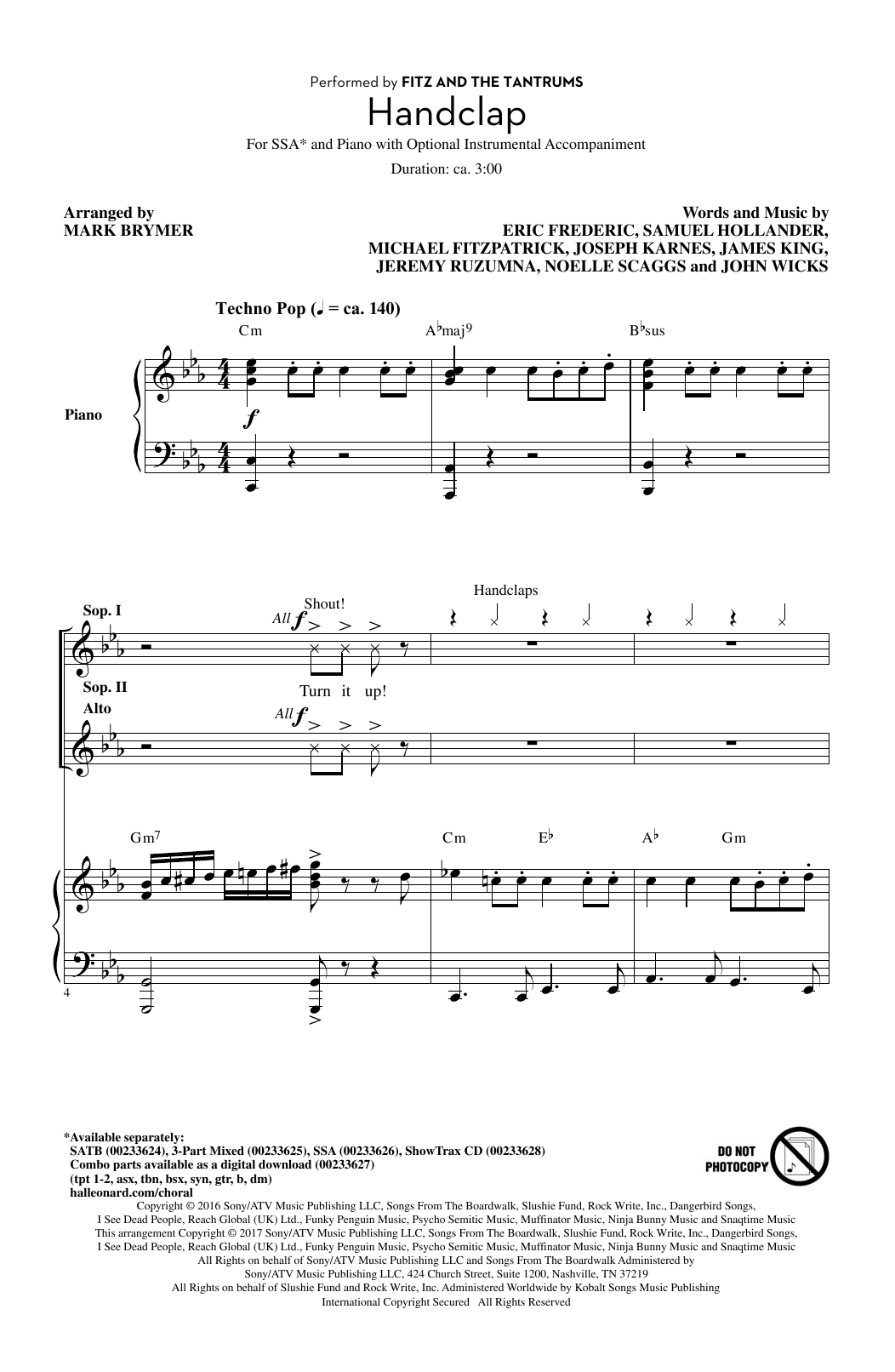 Produktgalerie: Seite 1 von 1 HandClap (arr. Mark Brymer), Fitz And The Tantrums, Chor