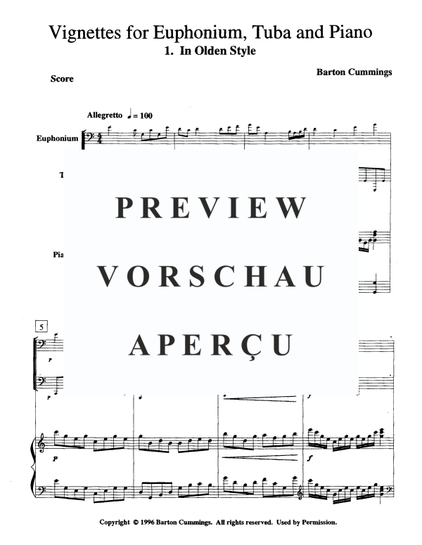 Produktgalerie: Seite 3 von 11 Vignettes - 5 Movements, , Euphonium, Tuba und Klavier