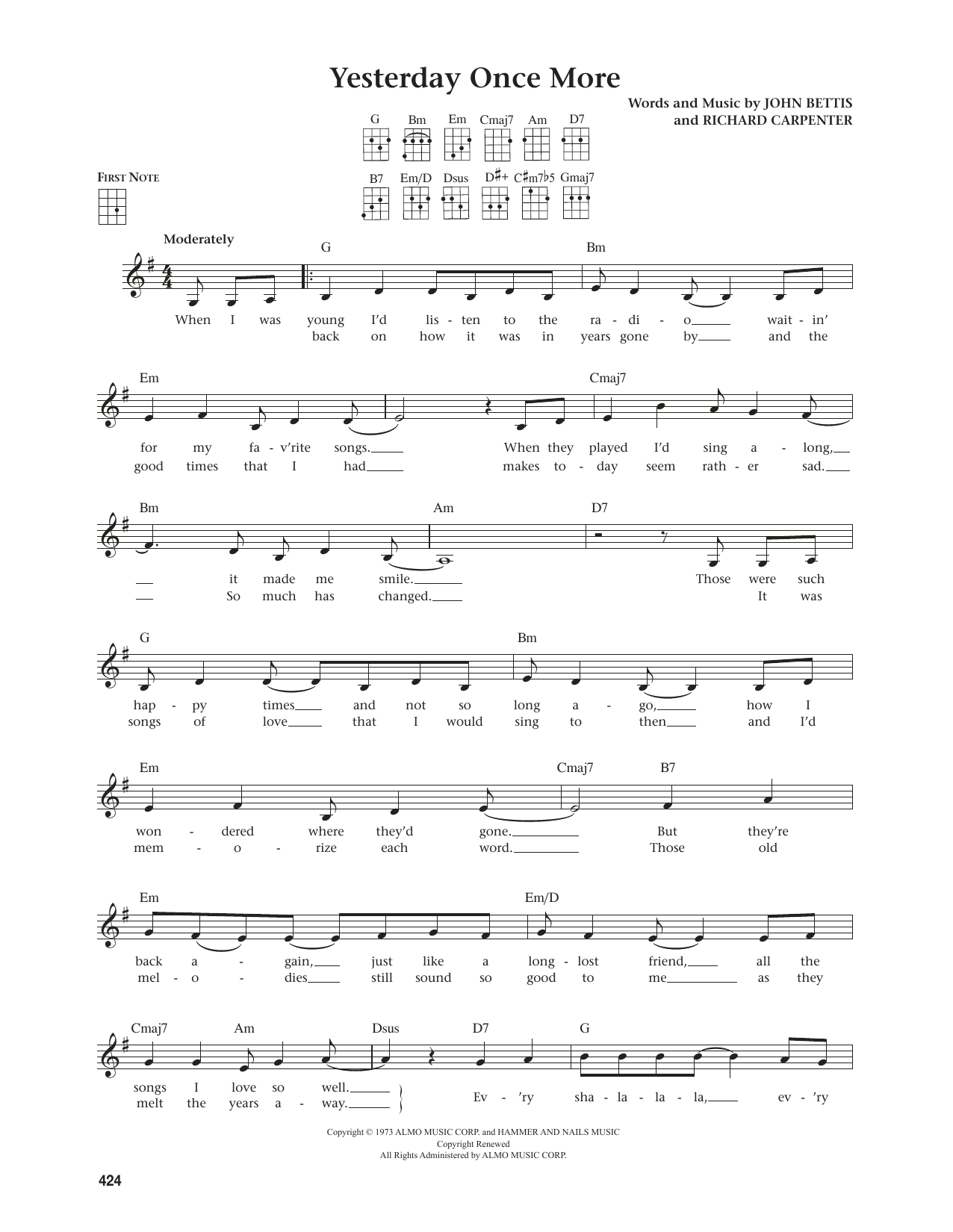 Produktgalerie: Seite 1 von 1 Yesterday Once More (from The Daily Ukulele) (arr. Jim Beloff), The Carpenters, Ukulele